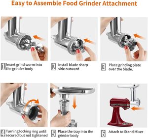 Gdrtwwh Accessoire de hachoir à aliments robuste compatible avec tous les batteurs sur socle <span class=keywords><strong>KitchenAid</strong></span>, comprend 3 tubes à <span class=keywords><strong>saucisse</strong></span> - Product Image 3