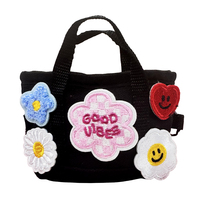 Parches Bordados Autoadhesivos Surtidos Y2K con Dibujos Animados de Flores, Fresas y Caras Sonrientes para Decoración de Cuadernos, Ropa y Manualidades