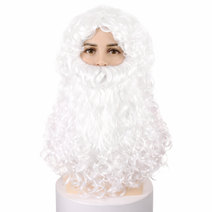 <span class=keywords><strong>Perruque</strong></span> de Père Noël blanche moelleuse <span class=keywords><strong>et</strong></span> luxueuse avec <span class=keywords><strong>barbe</strong></span>, <span class=keywords><strong>perruque</strong></span> synthétique bouclée pour les fêtes de Noël, les carols <span class=keywords><strong>et</strong></span> la transformation de Père Noël - Product Image 2