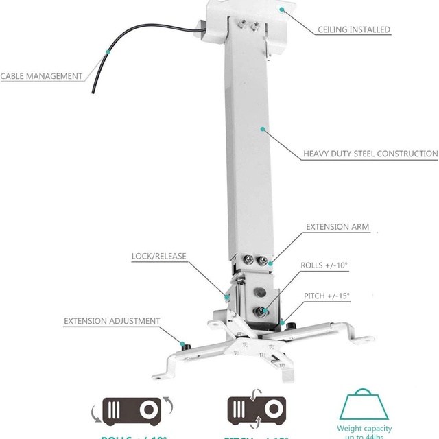 Universal Projector Ceiling and Wall Mount Adjustable Projection Mount for Home Theater Projectors