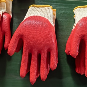 CE ISO9000 certificado suave pequeño barato algodón rojo látex recubierto guante EN388 guantes de látex rojo para el mercado de EE. UU. - Product Image 3