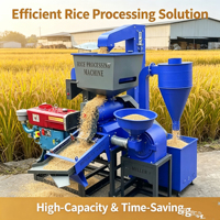 Ligne de production de rizerie : Machine de pré-nettoyage, décorticage et polissage du paddy, avec sortie de son fine pour petite usine de traitement du riz