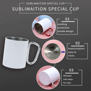 แก้วกาแฟสแตนเลสแบบพกพา ขนาด 220 มล. 300 มล. สำหรับเดินป่า ตั้งแคมป์ กีฬากลางแจ้ง ท่องเที่ยว พร้อมห่วงคาราไบเนอร์ เหมาะสำหรับการพิมพ์ลายแบบซับลิเมชั่น - Product Image 5