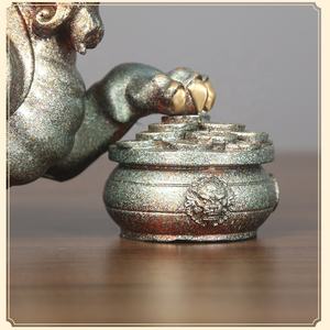Latón macizo Pi Yao riqueza talismán escultura Fengshui Pixiu estatua decoración del hogar ornamento con lingotes cuenco del tesoro - Product Image 5