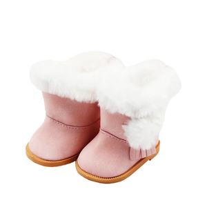 Chaussures de poupée américaine de 18 pouces, bottes de neige d'hiver rouge blanc noir brossé - Product Image 1