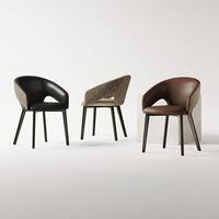 Chaise de salle à manger minimaliste italienne de luxe léger avec structure en acier et revêtement en cuir, avec housse de siège souple, pour la maison et les restaurants