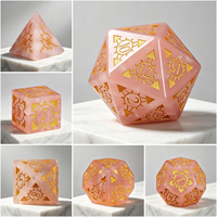 Ensemble de dés D&D polyédriques en quartz rose naturel, 7 pièces, sculptés à la main, D20 D12 D4 D6, pour les joueurs de jeux de rôle et de donjons
