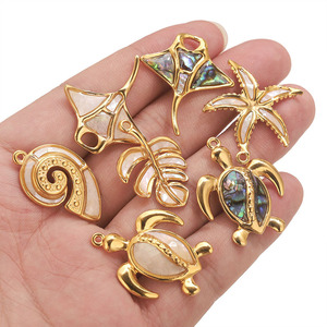 Thời Trang Mùa Hè Bãi Biển Đồ Trang Sức Thép Không Gỉ Tự Nhiên Vỏ Rùa Con Sao Biển Conch DIY Mặt Dây Chuyền Phụ Kiện - Product Image 6