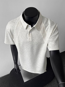 Haute qualité poids lourd imprimé hommes 280gsm coton Polyester patron travail Boxy blanc plaine goutte épaule polos pour hommes - Product Image 2