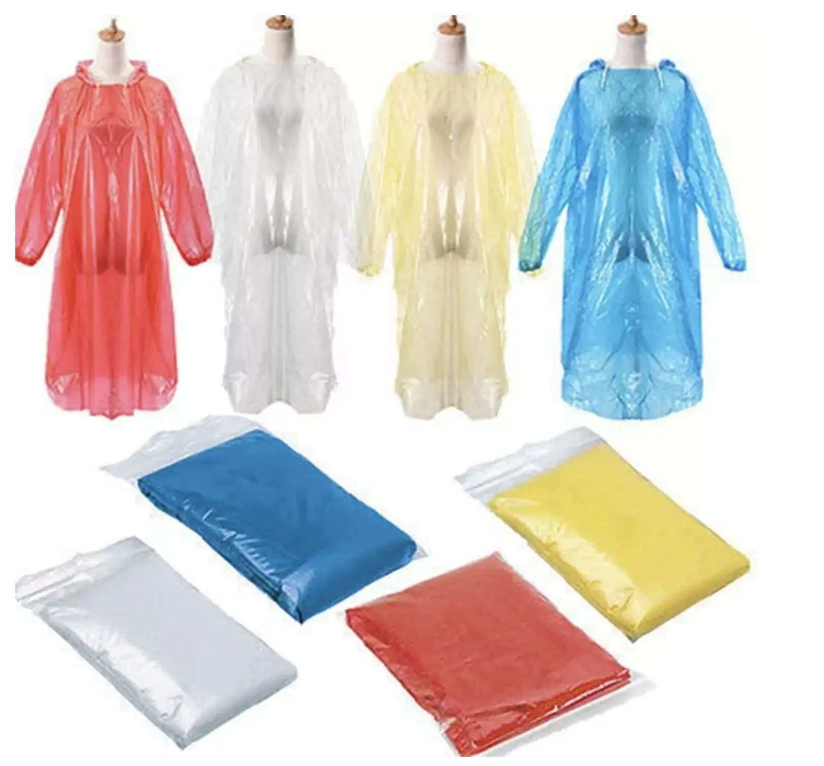 Wegwerp Pe 0.02Mm Poncho Regenjas Waterdichte Regen Poncho Emergency Poncho Vissen Regenjas Voor Heren