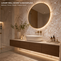 Panneaux muraux en coquille naturelle blanche KASARO, design parquet carré, pour projets commerciaux, fabriqués en Chine