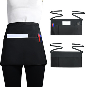 Waitress <b>Apron</b> Black 3 Pockets Oil Resistant For Restaurant <b>Kitchen</b> Work - Product Image 1
