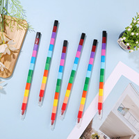 U+ Ensemble de 12 crayons de couleur multi-sections de 25 cm, non effaçables, pour étudiants, pour la peinture à l'huile, le dessin et le graffiti