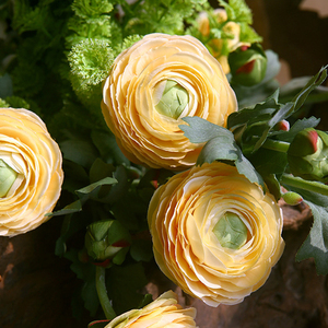 Hoogwaardige kunstzijde Ranunculus bloemen, 2-koppig, groothandel wit roze voor Pasen, Kerstmis, huis & bruiloftdecoratie - Product Image 5