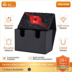 Boîte de rangement pour cartes en cuir PU léger résistant à l'eau, logo personnalisé, capacité de 80+ 100+ cartes - Product Image 6