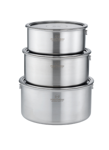 Bộ nồi chảo PocketDream Heavy Duty 4 món bằng thép không gỉ 3 lớp, có nắp đậy, tay cầm tháo rời, thiết bị nhà bếp thương mại - Product Image 3