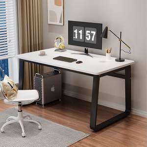 Bureau d'ordinateur moderne au design simple, plateau en bois, cadre blanc, bureau de jeu pour la maison, longueur 120 cm, mobilier de bureau - Product Image 4