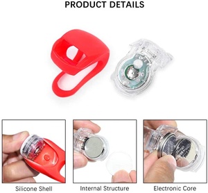 Lumière de vélo avant et arrière à LED en silicone étanche pour la sécurité nocturne, personnalisable en usine BSCI - Product Image 3