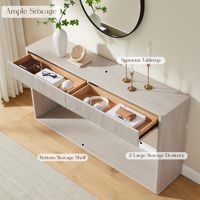 Console moderne SENYU en bois d'aulne blanc, 63 pouces de large, avec tiroirs de rangement pour le salon