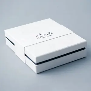 custom High quality recyclable 2 piece White rigid luxury necklace box custom logo paper gift packaging boxes