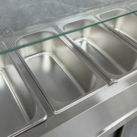 Bar à salade commercial en acier inoxydable | Présentoir réfrigéré avec capot en verre | Sections 3/4/5 pour restaurant buffet