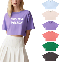 Crop top femme en coton 210 GSM de haute qualité, col rond, design personnalisé, crop top oversize sexy pour l'été