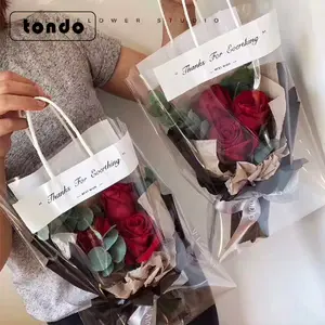 2020 TONDO 10 개/가방 패션 재사용 투명 꽃 종이 운반 가방 어머니의 날 발렌타인 데이
