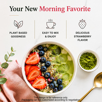 Latte glacé à la fraise, au champignon et au matcha, mélange de 5 ingrédients pour une routine petit-déjeuner jeune et dynamique