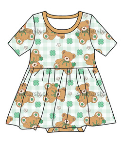 Abito Estivo per Bambine in Bambù a Maniche Corte, Nuova Collezione con Stampa Girasole e <span class=keywords><strong>Farfalla</strong></span>, Morbido e Delicato sulla Pelle - Product Image 3