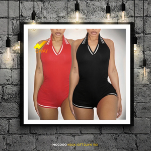 NOVEDAD DE <span class=keywords><strong>VERANO</strong></span> 2025, ropa de dormir Sexy para mujer, sin mangas, cuello en V, cuello Halter, monos rojos sin espalda, <span class=keywords><strong>mono</strong></span> informal con patrón de leopardo, monos - Product Image 3