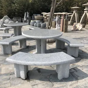 Großhandel günstigen Preis Gartenmöbel Dekoration Stein Marmor und Granit Herstellung Park Tisch und Stühle Garten-Sets