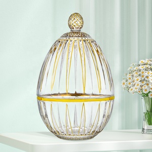 Luxury Flatware Gold Painted <strong>Egg</strong> <strong>Shape</strong> Glass Kitchen Utensil <strong>Holder</strong> <strong>Cutlery</strong> Glass Storage Box - Product Image 3