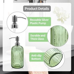 ขวดสบู่แก้วสีขนาด 330 มล. 400 มล. แบบกำหนดเอง ขวดสบู่ล้างมือแบบใช้ซ้ำได้ พร้อมหัวปั๊มสแตนเลส - Product Image 4