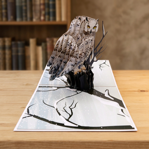 Tarjeta Pop-up 3D de Búho Nevado, Diseño Personalizado, Manualidades de Papel, Estilo Animal de Hanoi, Decoración para el Hogar, Ideas de Regalo para Acción de Gracias - Product Image 2