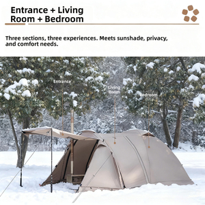 Tente de camping d'hiver E-RIKE grande capacité pour l'extérieur, pliable, ignifuge, tente tunnel familiale avec espace de vie - Product Image 4