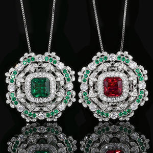 Ciondolo <span class=keywords><strong>di</strong></span> lusso a forma <span class=keywords><strong>di</strong></span> fiore Nano <span class=keywords><strong>di</strong></span> colore rosso <span class=keywords><strong>sangue</strong></span> e verde <span class=keywords><strong>di</strong></span> alta qualità per gioielli alla moda - Product Image 1