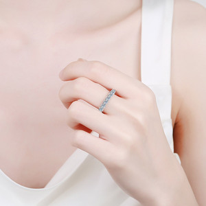 Anillo de Boda <span class=keywords><strong>Eternity</strong></span> con Moissanita, Anillo de Promesa con Moissanita Completa para <span class=keywords><strong>Mujer</strong></span>, Anillos Apilables de Plata Esterlina 925 - Product Image 5