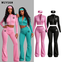 Ensemble de survêtement deux pièces pour femme avec veste zippée et pantalon de jogging, logo personnalisé, tenue décontractée et de sport pour l'automne 2026