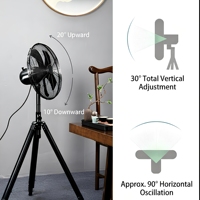Ventilateur sur pied oscillant à 5 pales métalliques de 16 pouces, électrique, économe en énergie, silencieux, hauteur réglable, vente directe usine