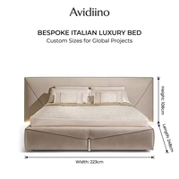 Lit double surdimensionné de luxe personnalisé de style minimaliste italien pour villa, manoir, hôtel haut de gamme