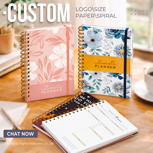 Fournitures de bureau : Carnet de notes A5 personnalisé, agenda hebdomadaire non daté, papier offset, spirale dorée, pour étudiants - Product Image 2