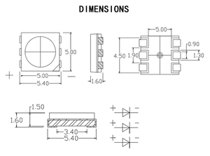 5050 LED SMD Ice Blue Chip 20mA 3,0-3,2 V smd Hohe helligkeit 0,2 W 5050 cyan 490-495nm - Product Image 3