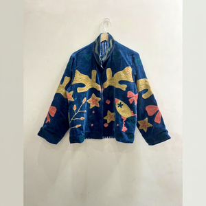 Chaqueta de Invierno Unisex de Algodón Corto con Bordado Suzani, Estilo Boho Hippie Indio, Moda Étnica, Calidad de Exportación - Product Image 1