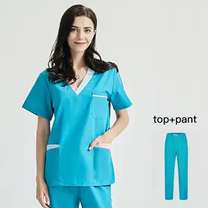 Corrispondenza dei colori Dental clinic di lavoro del vestito Unisex medico Scrubs Top + pantaloni pet grooming Uniformi infermieristiche il farmacista abiti da lavoro