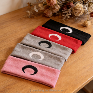 Bandeau en tricot respirant en coton anti-transpiration motif croissant <span class=keywords><strong>de</strong></span> lune, élastique et antidérapant pour la course, le yoga, le lavage du visage et le maquillage - Product Image 1