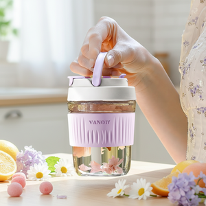 <span class=keywords><strong>Bicchiere</strong></span> in Vetro Vanow per Donne, Versione Estiva con Coperchio e Cannuccia, Stile Ins, Portatile e Carino, Adatto per Tè e Caffè - Product Image 3