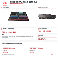 Console de mixage audio numérique professionnelle 38 canaux, basée sur Linux, en métal, modèle PM-32