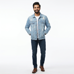 2023 New High Quality <b>Custom</b> Logo Blue <b>Denim</b> <b>Jacket</b> 100% Cotton Men's Designs Wholesale OEM Canvas Jeans <b>Jacket</b> - Product Image 1