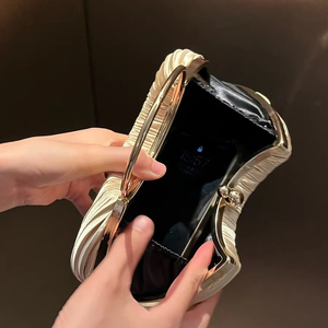 Nouvelle Pochette de Soirée Classique Premium en Polyester à Volants, Forme Cercle, Sac à Bandoulière ou Sac Croisé pour Fête - Product Image 6