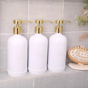 Ensemble de pots de crème corporelle cosmétique de luxe en or blanc 2oz 4oz 6oz 8oz et flacon pompe pour shampoing avec bouchon supérieur à disque doré - Product Image 6